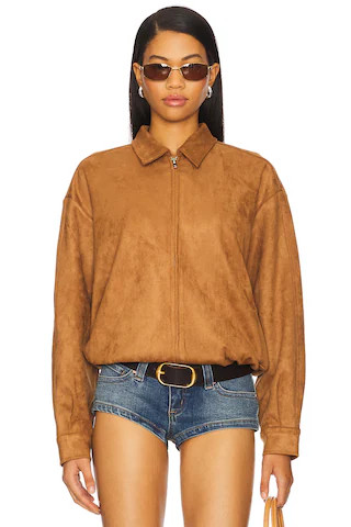 MORE TO COME Bella Faux Suede Fringe Jacket in Caramel from Revolve.com | Revolve Clothing (Global)