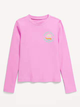 Long-Sleeve Graphic Rashguard Swim Top for Girls | Old Navy (US)