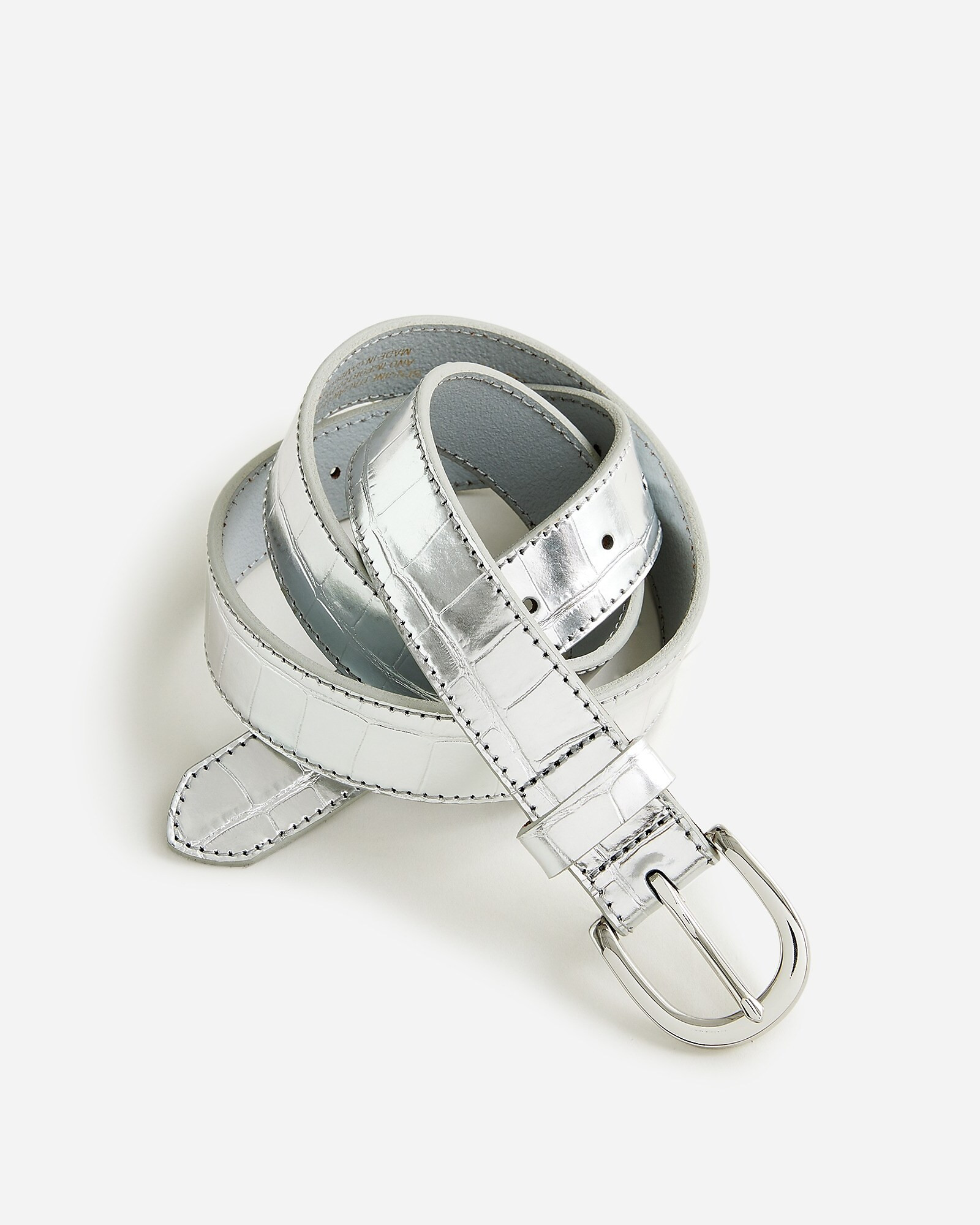 Classic belt in Italian croc-embossed metallic leather | J. Crew US