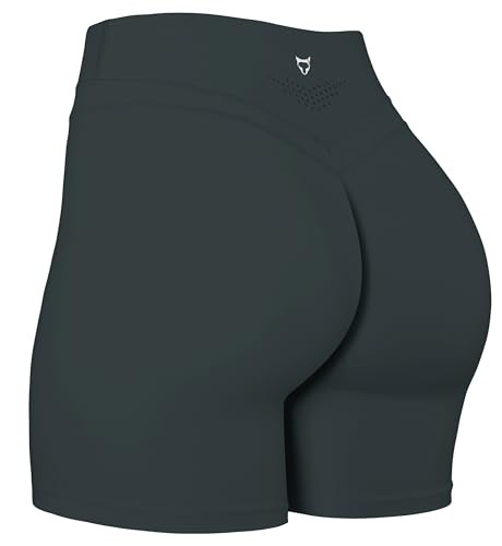 TomTiger Yoga Shorts for Women Tummy Control Biker Shorts High Waist Gym Workout Exercise Butt Lifting Tights Women's Short Pants 5'' Laser (Black Marl,XS) | Amazon (US)