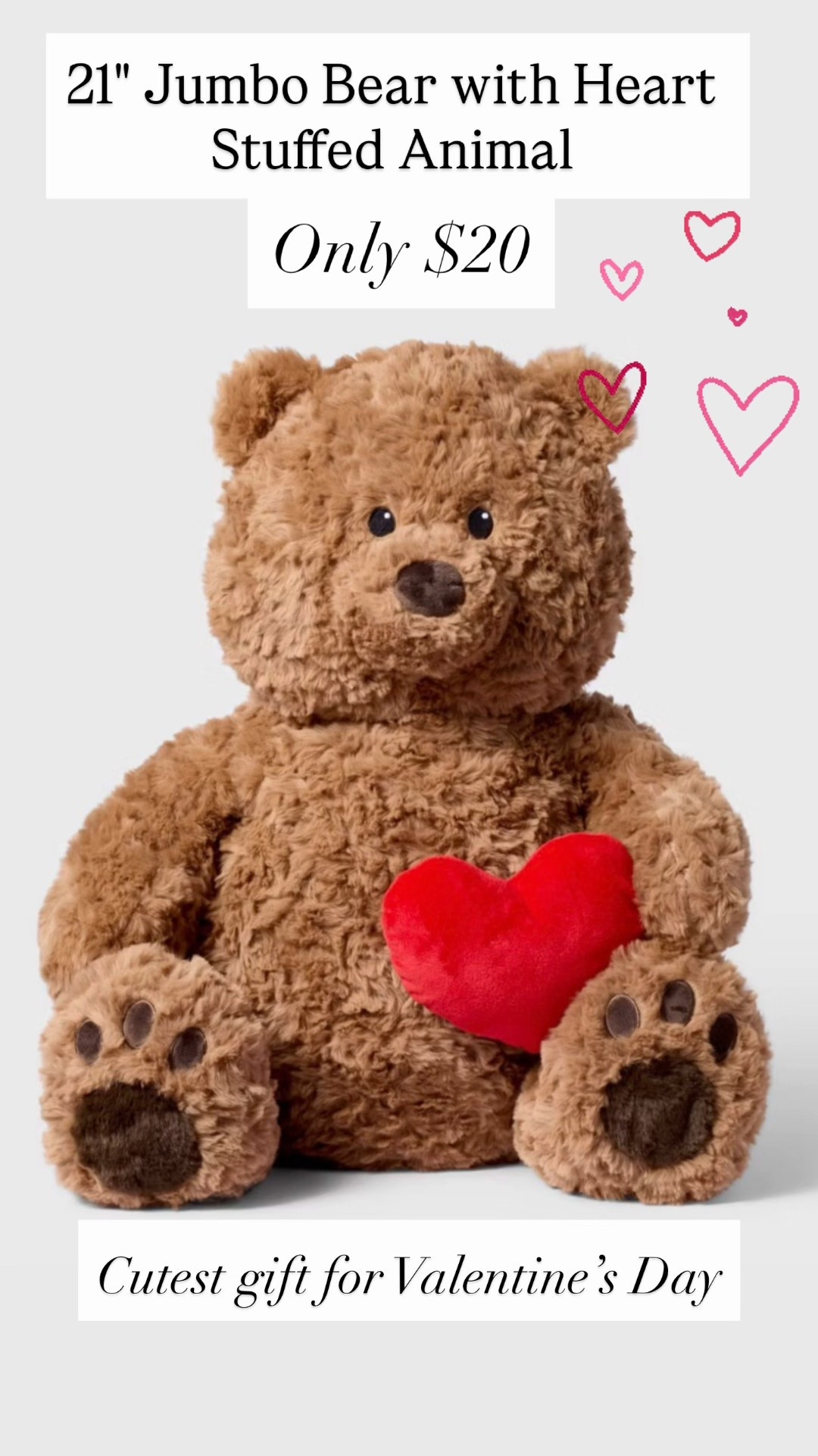 21" Jumbo Bear with Heart Stuffed Animal are only $20

#LTKSeasonal
