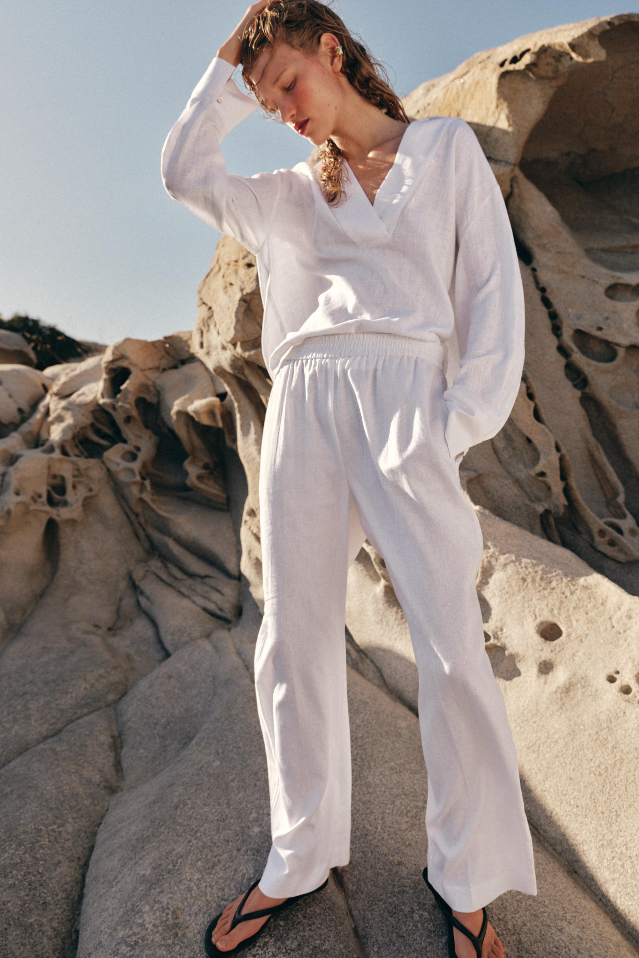 STRAIGHT TROUSERS WITH LINEN | Zara UK
