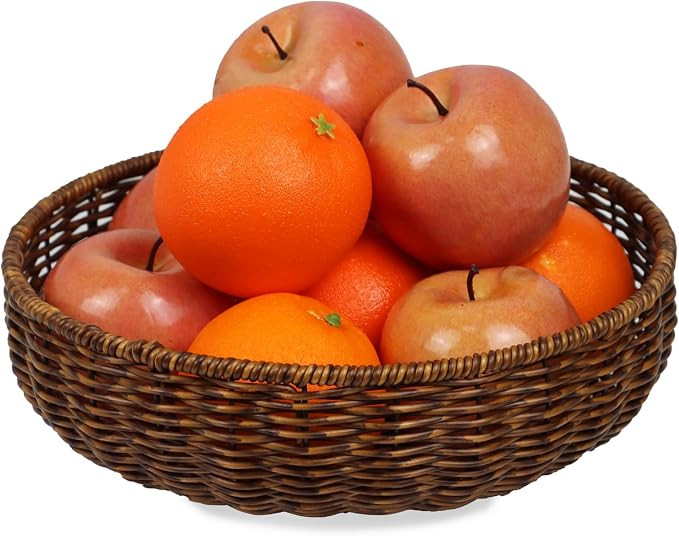 ORDELITE Fruit Baskets Bowl for Kitchen Counter, Round Bread Woven Wicker Basket, Candy Bowl Dish... | Amazon (US)