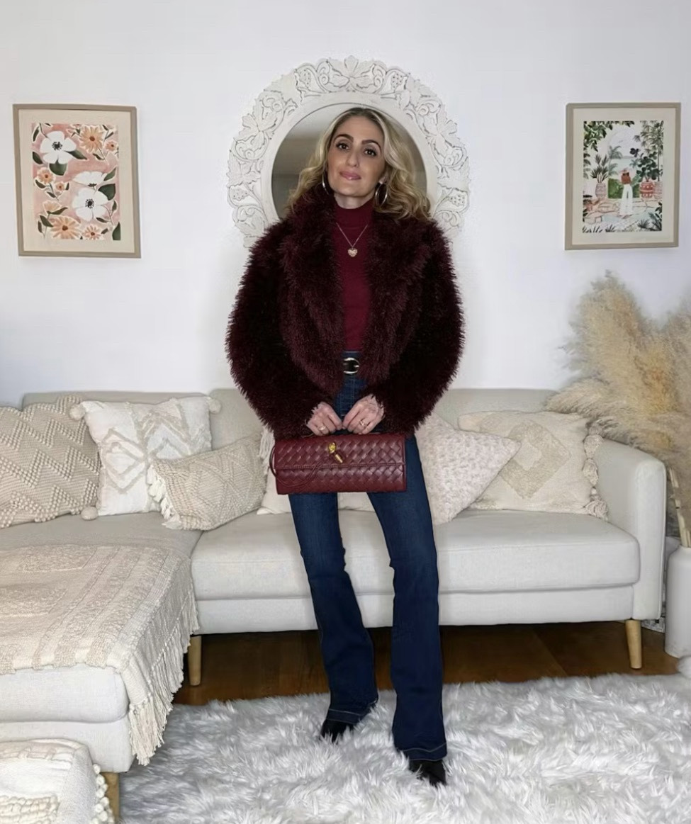Commense $aLes 

🥀 Burgundy cropped Faux fur jacket - size XS - exact linked 

🥀 Burgundy basket weave clutch - exact linked 

Other items linked & swipe to see slide w/ Commense new year sale info 🎉

Trending // ootd // outfit inspiration //  outfit inspo // fit Check // winter fit check // spanx jeans // black booties // Miranda Frye jewelry // Madewell belt // my life Christine vinci 

#LTKdayinmylife #LTKootd #LTKSaleAlert