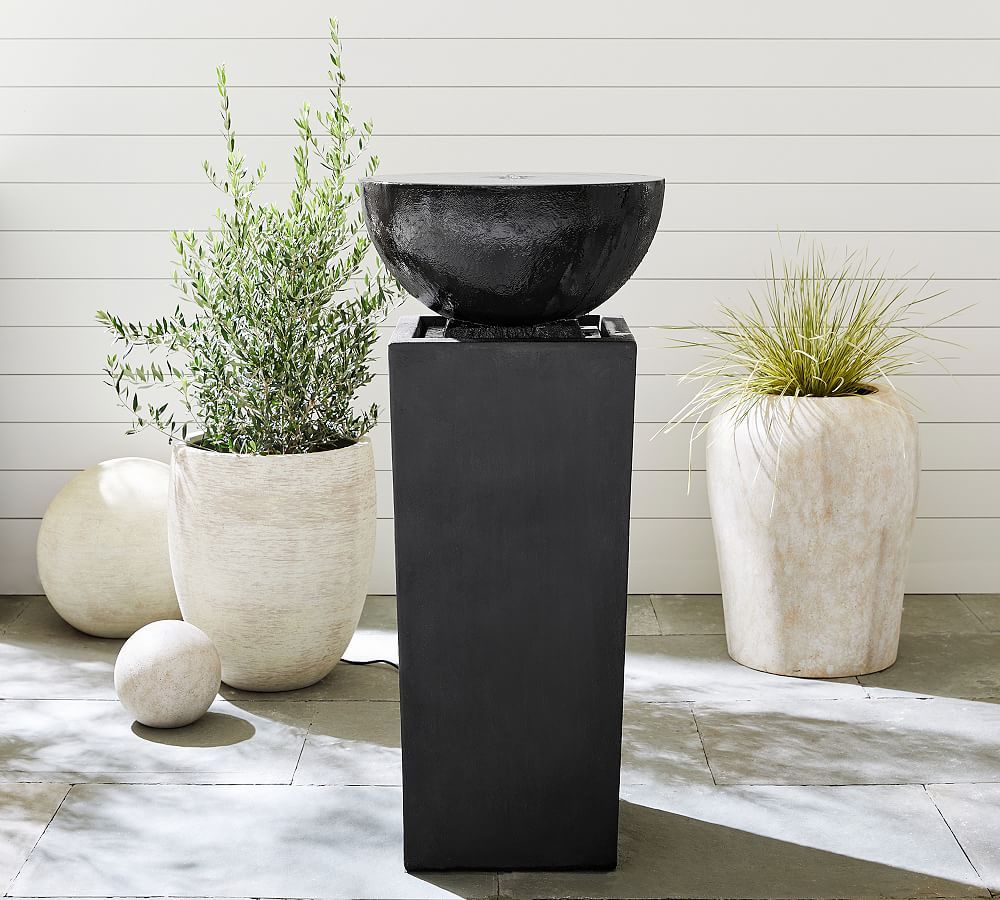 Tall Black Pedestal Fountain | Pottery Barn (US)