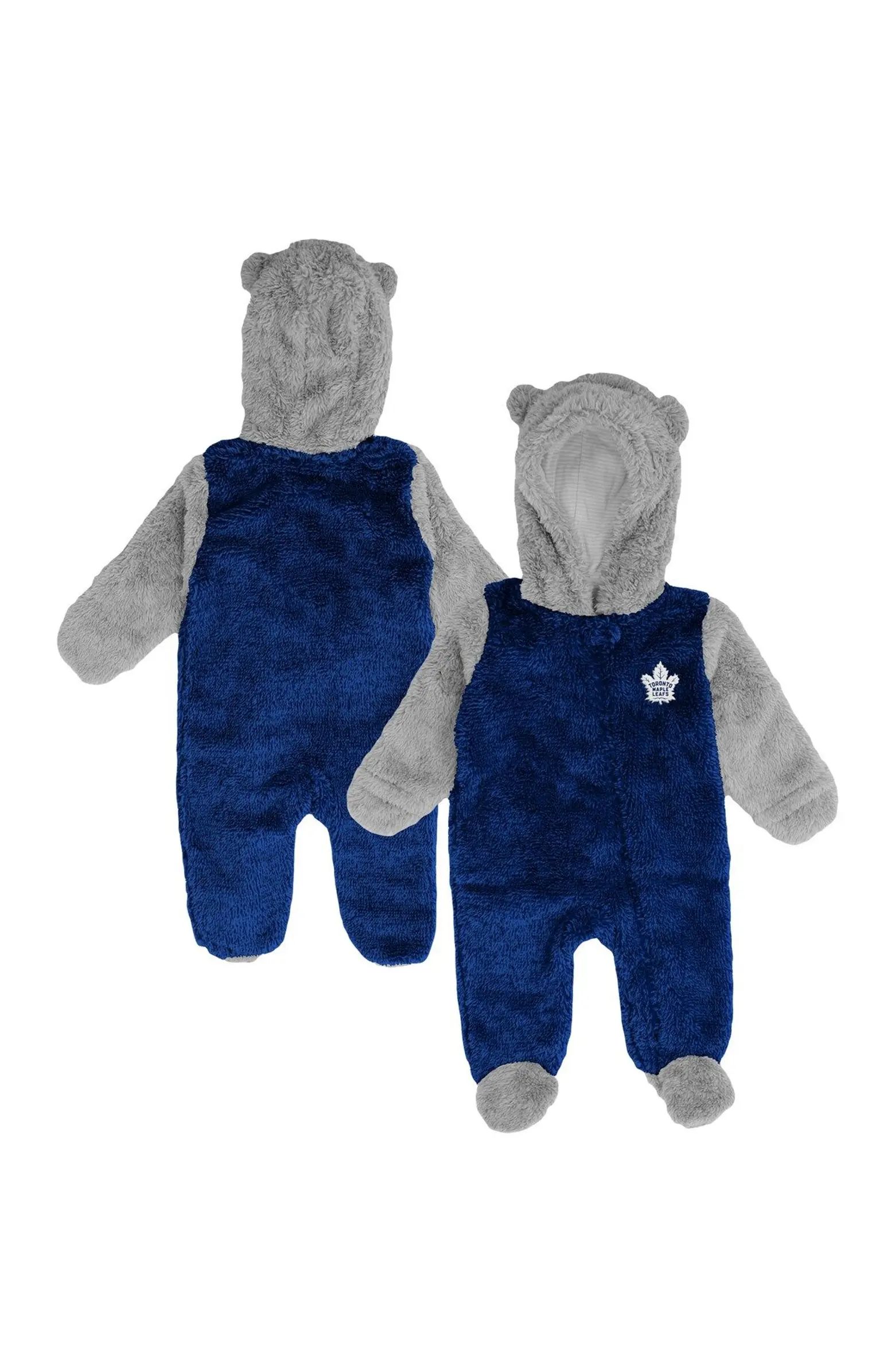 Newborn & Infant Blue Toronto Maple Leafs Game Nap Teddy Fleece Bunting Full-Zip Sleeper | Nordstrom
