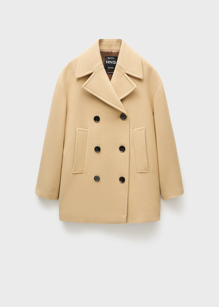 Double-breasted virgin wool coat - Women | MANGO United Kingdom | MANGO (UK)