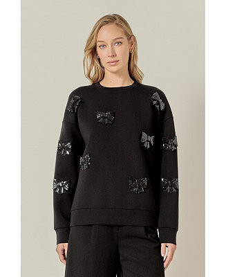 Women's Pearl Bow Scuba Sweatshirt | Macy's