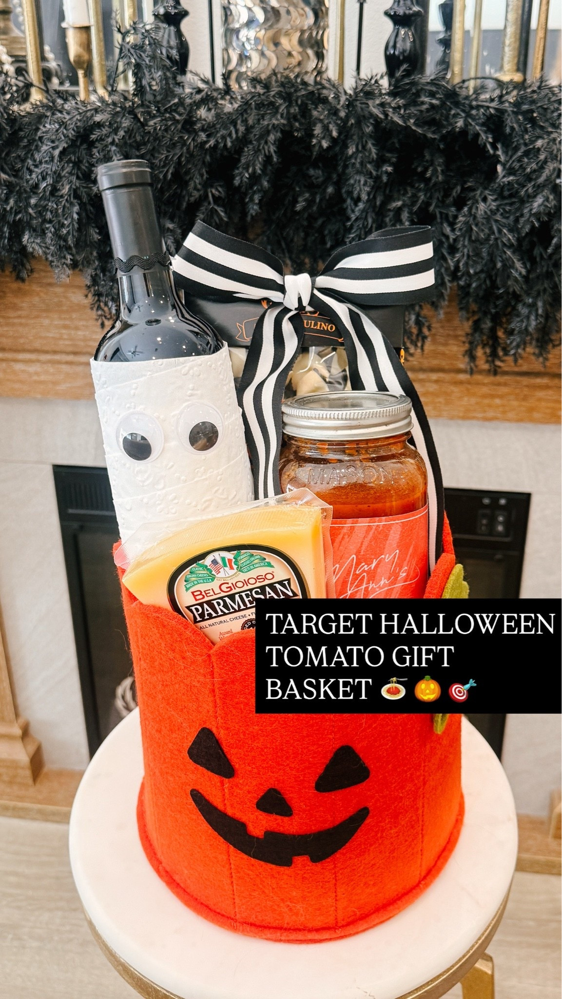 Supplies for the Halloween pasta gift basket! 

The tomato sauce I get locally in Houston but you can also order online! www.maryannpace.com