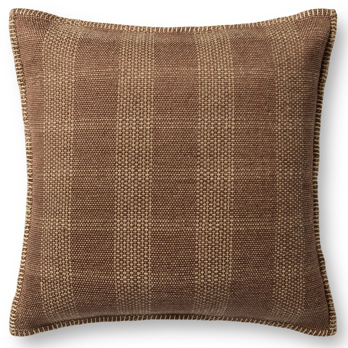 PLL-0132 Pillow Brown/Tan Cotton Plaid | Rugs Direct