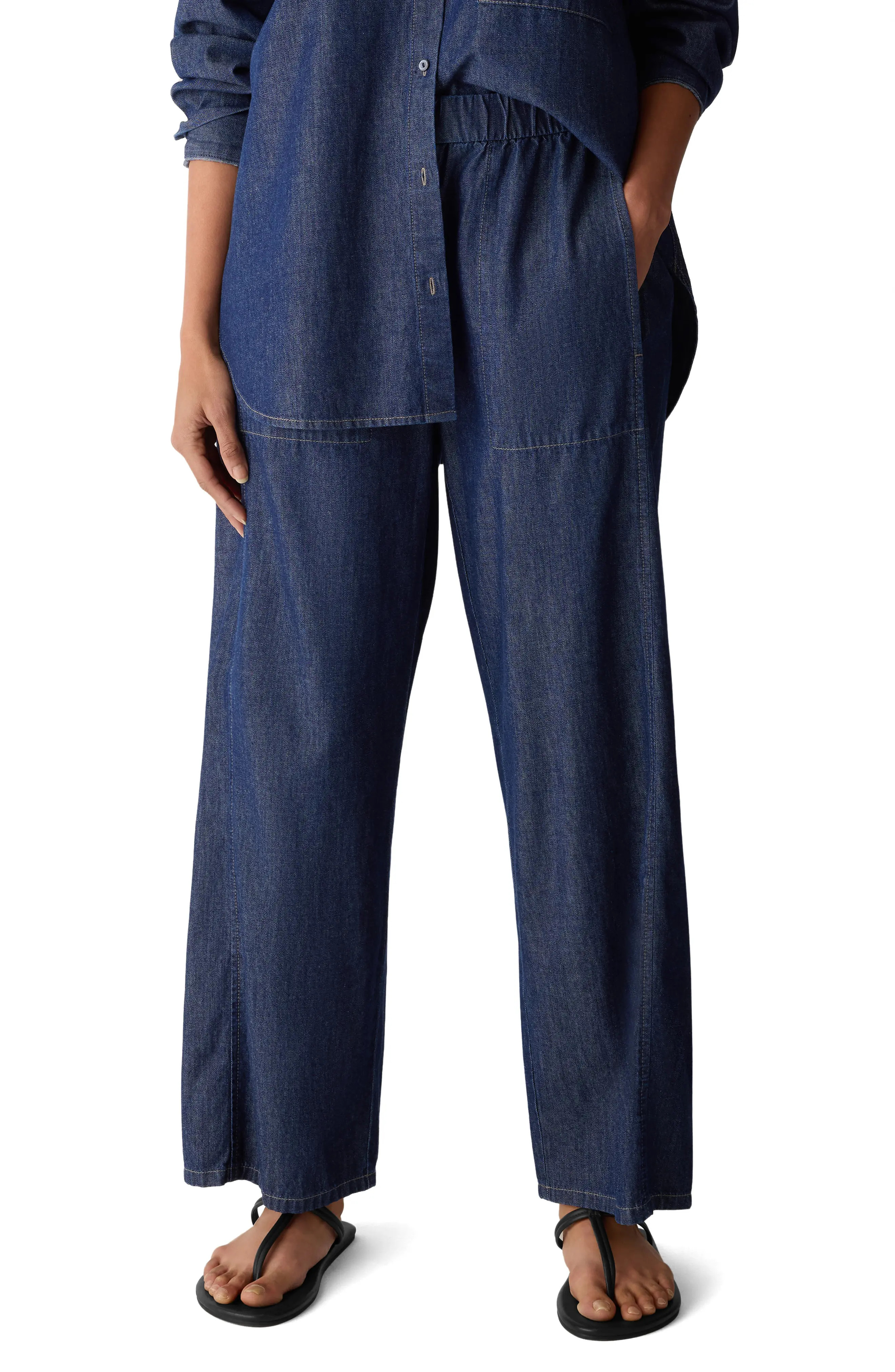 High Waist Ankle Wide Leg Organic Cotton Denim Pants (Women) | Nordstrom | Nordstrom