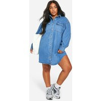 Womens Plus Denim Oversized Shirt Dress - Blue - 18 | boohoo (US & Canada)