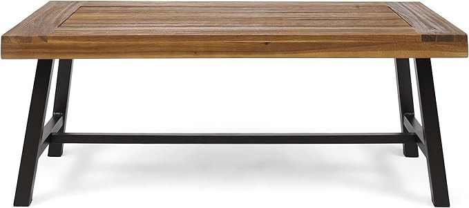 Christopher Knight Home Carlisle Outdoor Acacia Wood Coffee Table, Sandblast/Rustic Metal | Amazon (US)