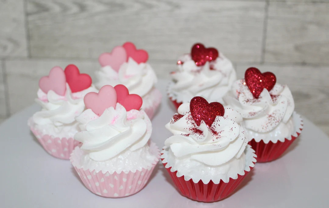 Fake MINI Valentine's Day Cupcakes, Valentine's Cupcakes, Valentine's décor, Valentine's Day tie... | Etsy (US)