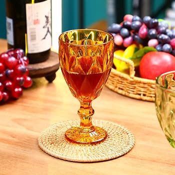 Yinder 12 Pack Glass Goblet Vintage Wine Goblet Embossed Glassware 10 oz Solid Color Glass Stemme... | Amazon (CA)