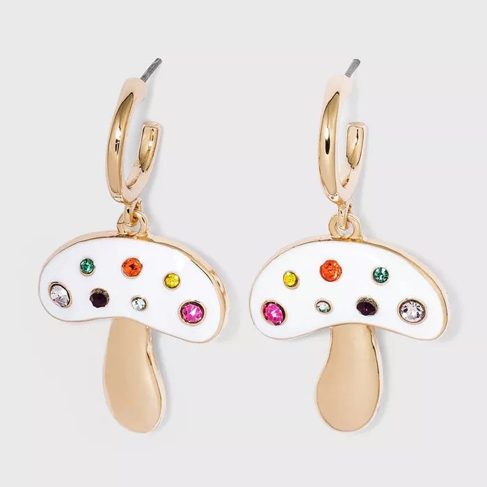 SUGARFIX by BaubleBar Crystal Mushroom Huggie Hoop Earrings | Target