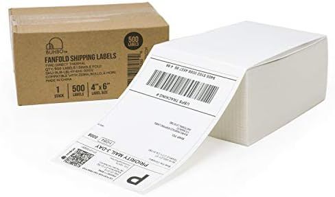 Buhbo 4" x 6" Direct Thermal Shipping Label (500 Fanfold Labels) - Rollo Compatible | Amazon (US)