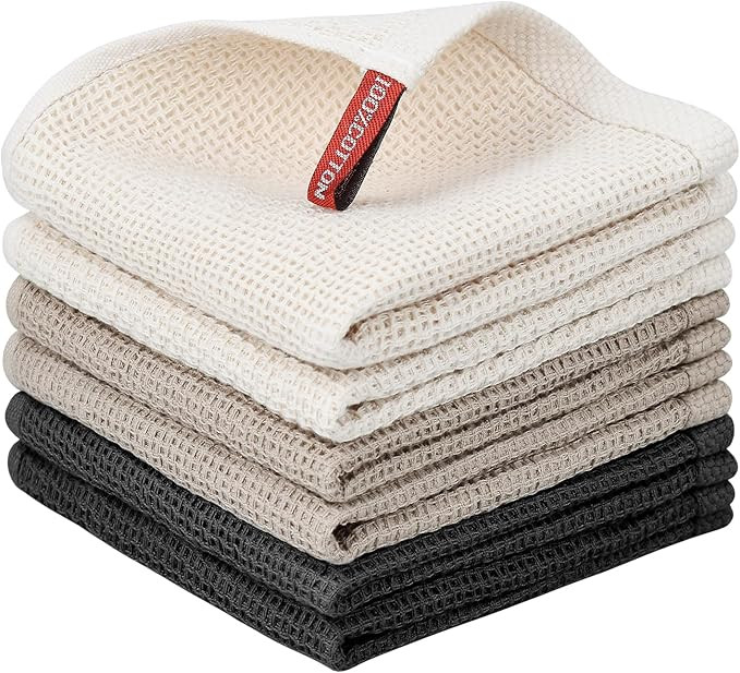 Nialnant 6 Pack 100% Cotton Waffle Weave Kitchen Towels,Soft and Absorbent Kitchen Dish Rags, Dis... | Amazon (US)