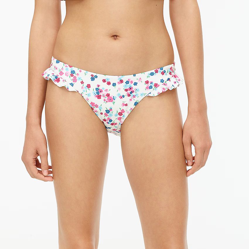 Ruffle bikini bottom in little blooms | J.Crew US