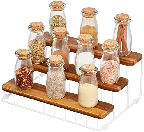 iDesign The Ría Safford Collection Acacia Wood and Wire Three Organizer, 12" x 8.5" x 5", 3 Tier... | Amazon (US)