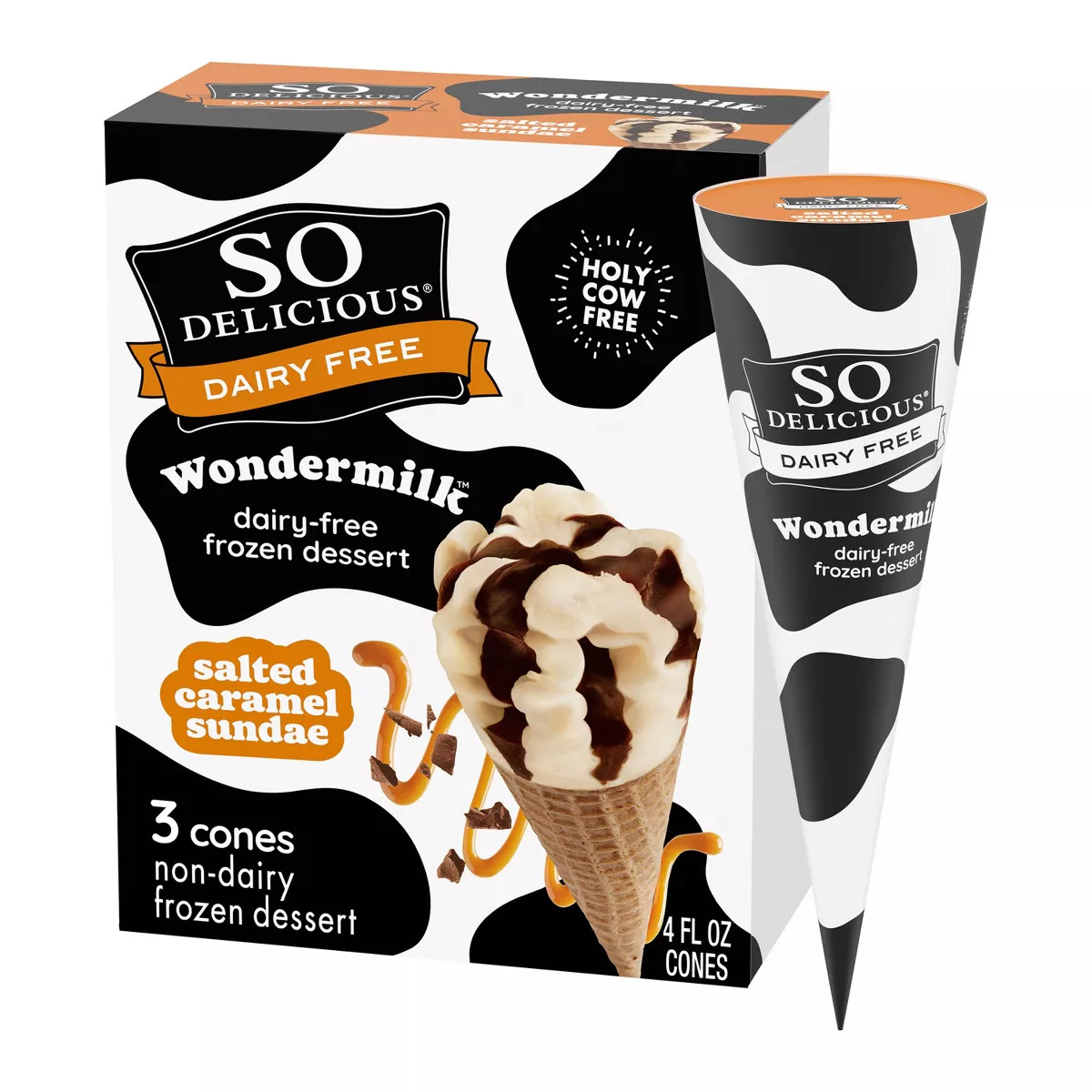 So Delicious Wondermilk Cones Chocolate Salted Caramel Frozen Dessert - 12oz/3ct | Target
