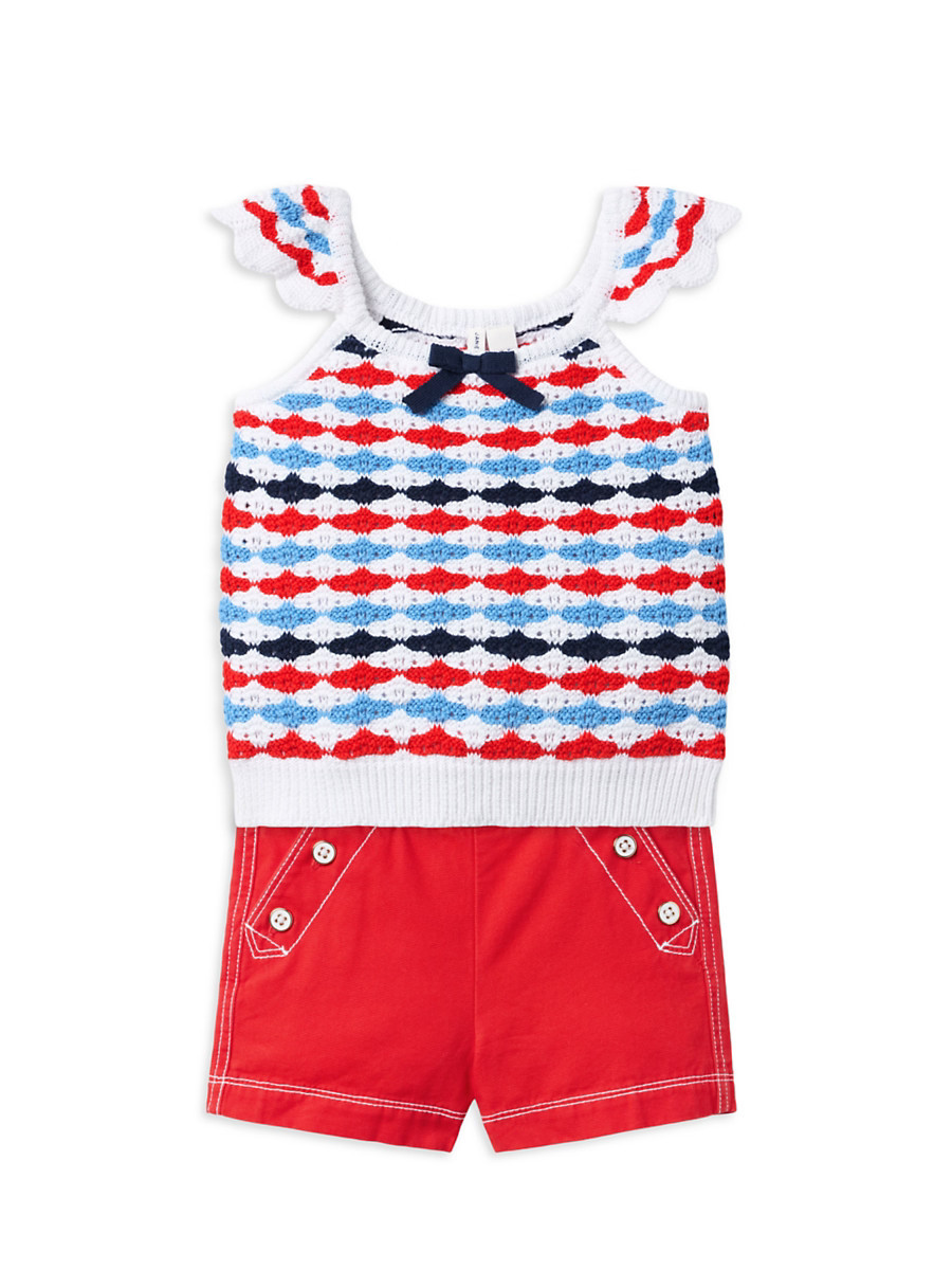 Little Girl's & Girl's Americana Crochet Top & Canvas Shorts Set - Size 12 | Saks Fifth Avenue