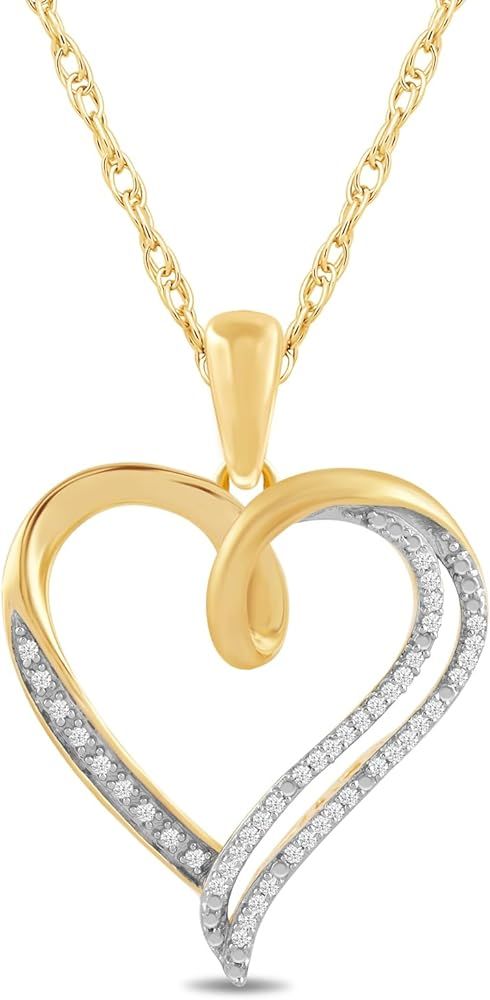 Amazon Essentials Sterling Silver Diamond Heart Pendant Necklace (previously Amazon Collection) | Amazon (US)
