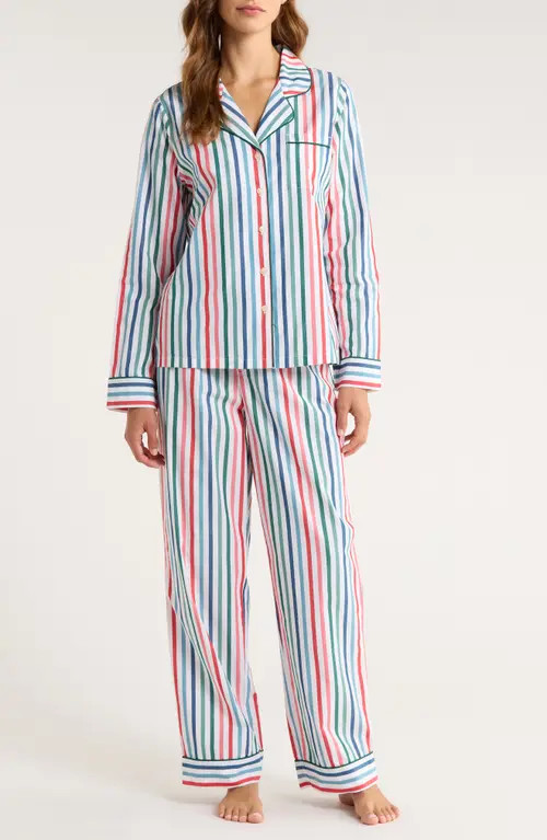 Nordstrom Classic Cotton Pajamas in Ivory- Red Multi Stripe at Nordstrom, Size Medium | Nordstrom