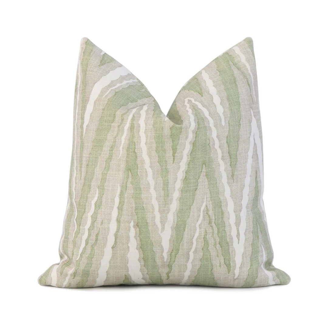 Thibaut Highland Peak Green Chevron Designer Throw Pillow Cover with Gold Zipper for Sofas, Conte... | Etsy (US)