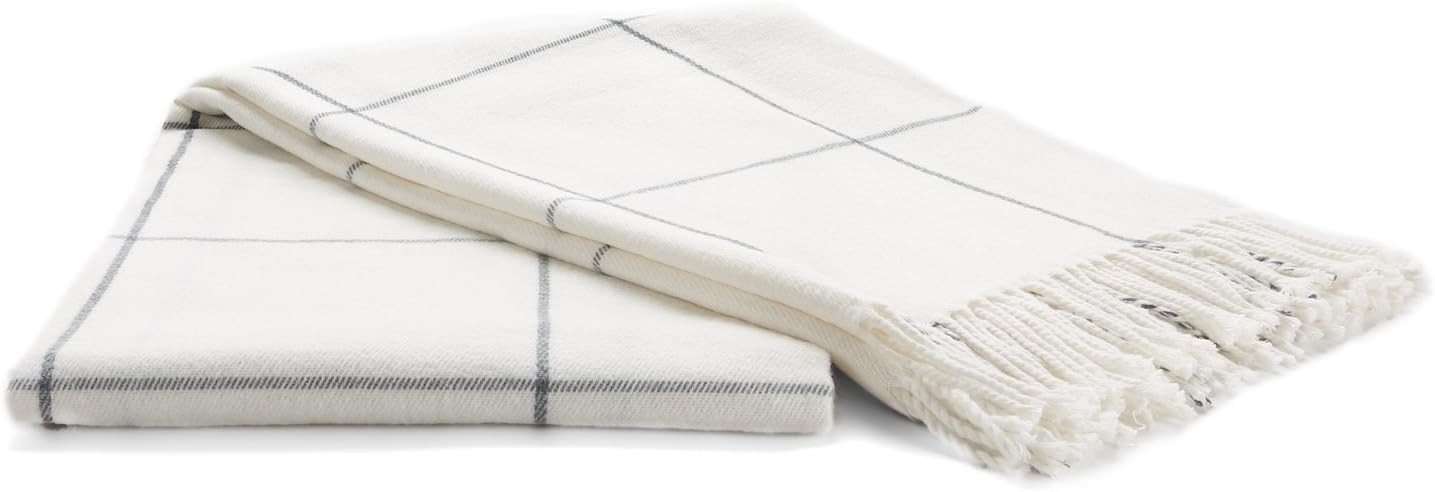 Arus Highlands Collection Tartan Plaid Design Throw Blanket, 60 by 80 Inches, Off-White | Amazon (US)