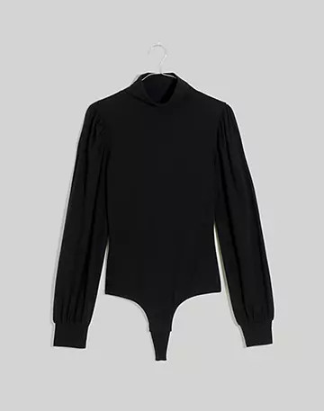 Ribbed Puff-Sleeve Turtleneck Bodysuit | Madewell