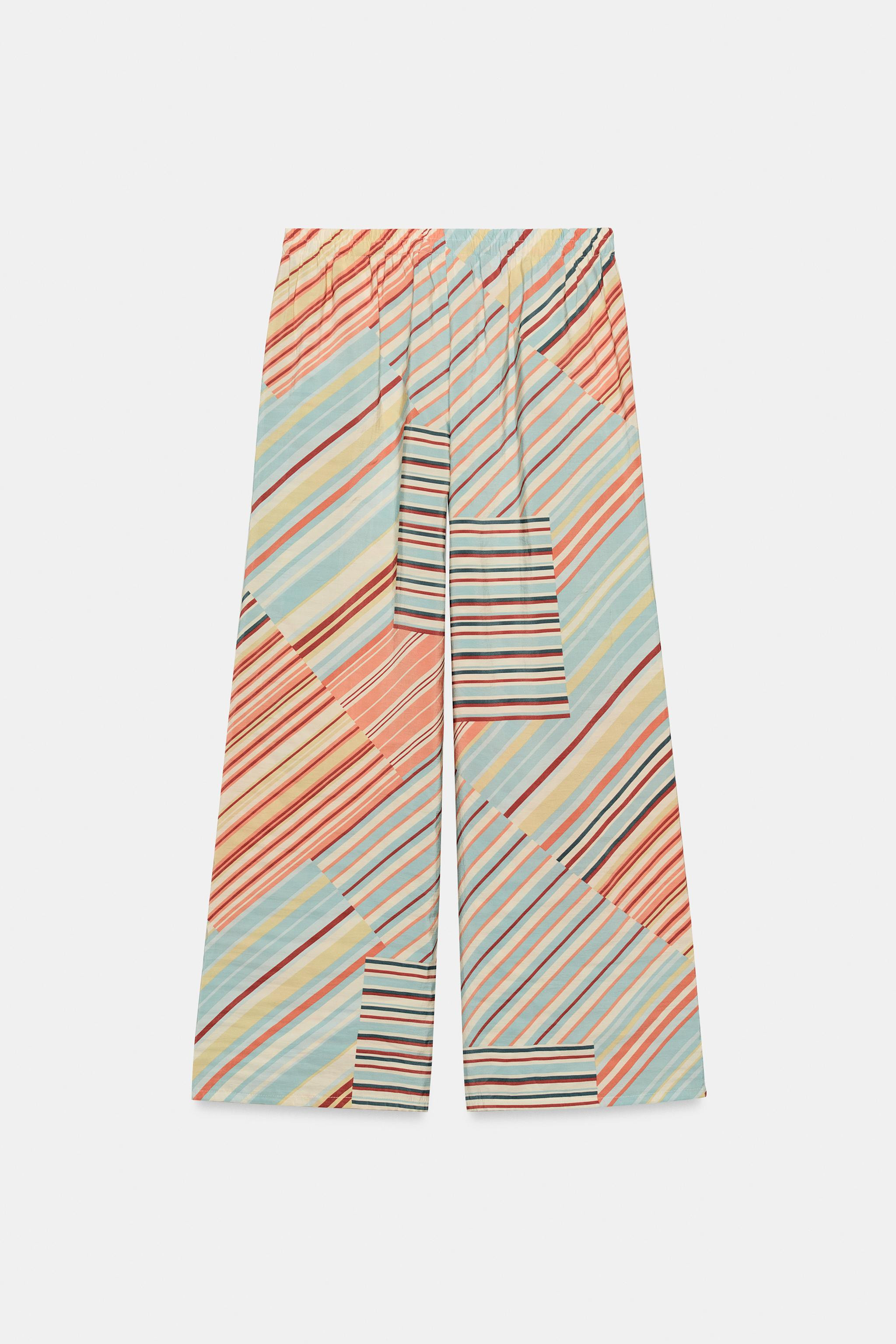 STRIPED WIDE LEG PANTS | Zara US