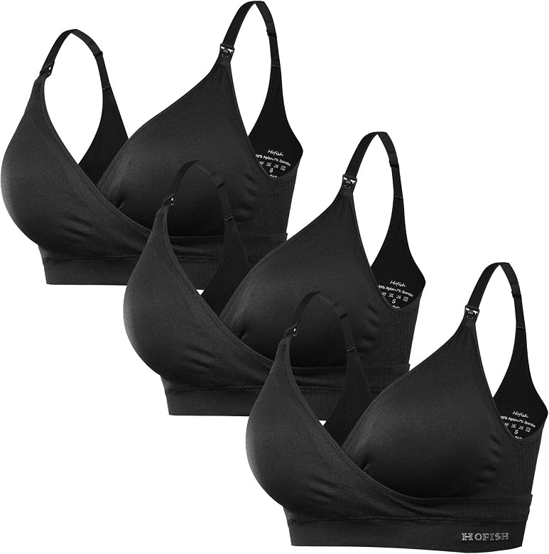 HOFISH Women's Maternity Pregnancy Seamless Breastfeeding Bras No Underwire | Amazon (US)