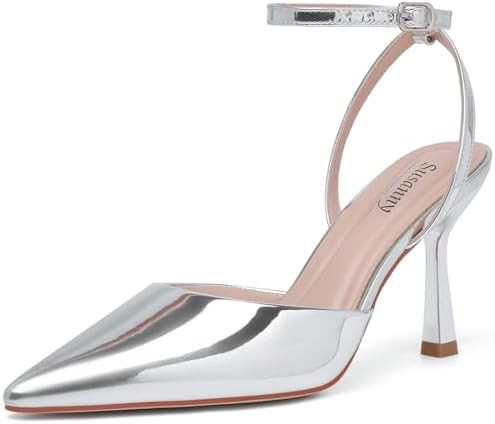 Susanny Heels for Women Stiletto Closed Pointed Toe Backless Dress Shoes High Heels Sexy Kitten P... | Amazon (US)