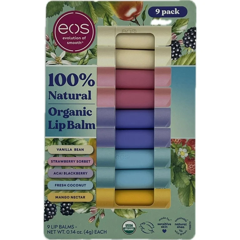 eos 100% Natural Organic Lip Balm, Variety, 0.14 Ounce (Pack of 9) | Walmart (US)