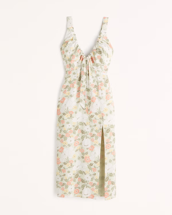 Women's Cinched Neck Slip Midi Dress | Women's Dresses & Jumpsuits | Abercrombie.com | Abercrombie & Fitch (US)