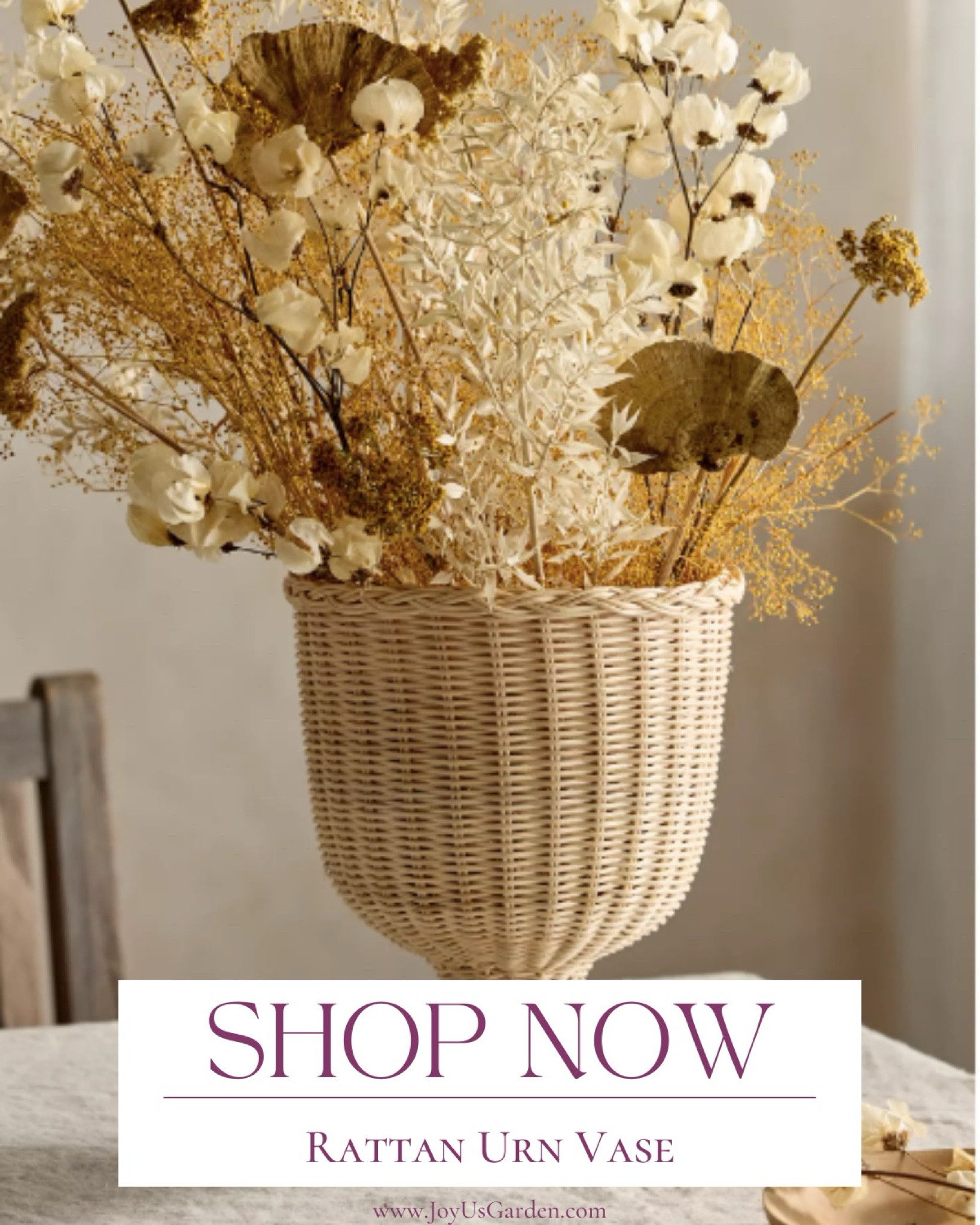 Woven from rattan for an earthy look, this vase adds a natural touch to preserved and faux bouquets and bunches. Not watertight.

#LTKHome