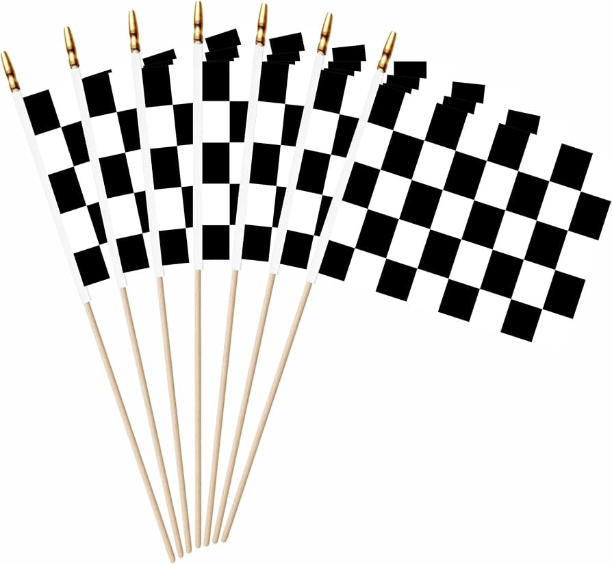 Checkered Racing Flag 5x8 Inch 20 Pack Wood Stick Handheld | Amazon (US)