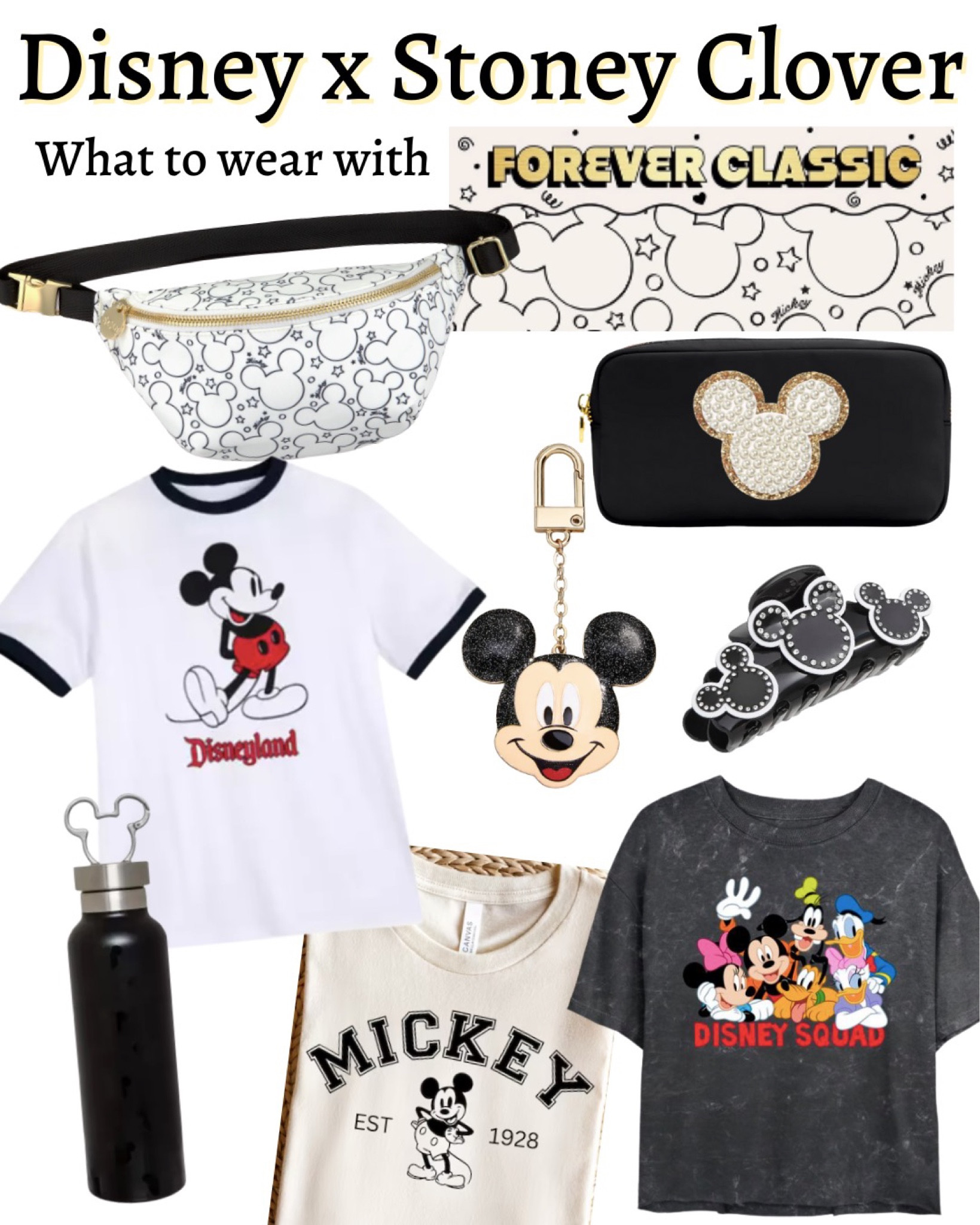 Stoney Clover x Disney Mickey & Friends Mickey Mouse Classic black and white print, fanny pack, Disney outfit, Disney vacation outfit, spring break outfit, graphic tee, water bottle, bag charm, claw clip 

#LTKFind #LTKfamily #LTKtravel