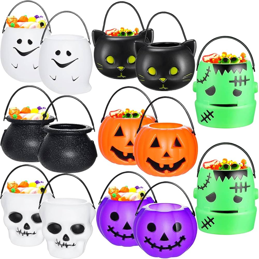 14 Pieces Halloween Candy Bucket,Mini Halloween Candy Holder,pumpkin ghost cauldron candy bucket ... | Amazon (US)