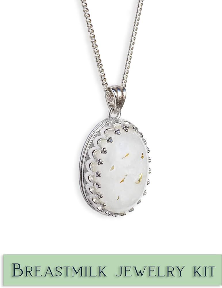 Milky Treasures Crown Necklace DIY Breastmilk Jewelry Making Kit | 18mm 925 Sterling Silver Penda... | Amazon (US)