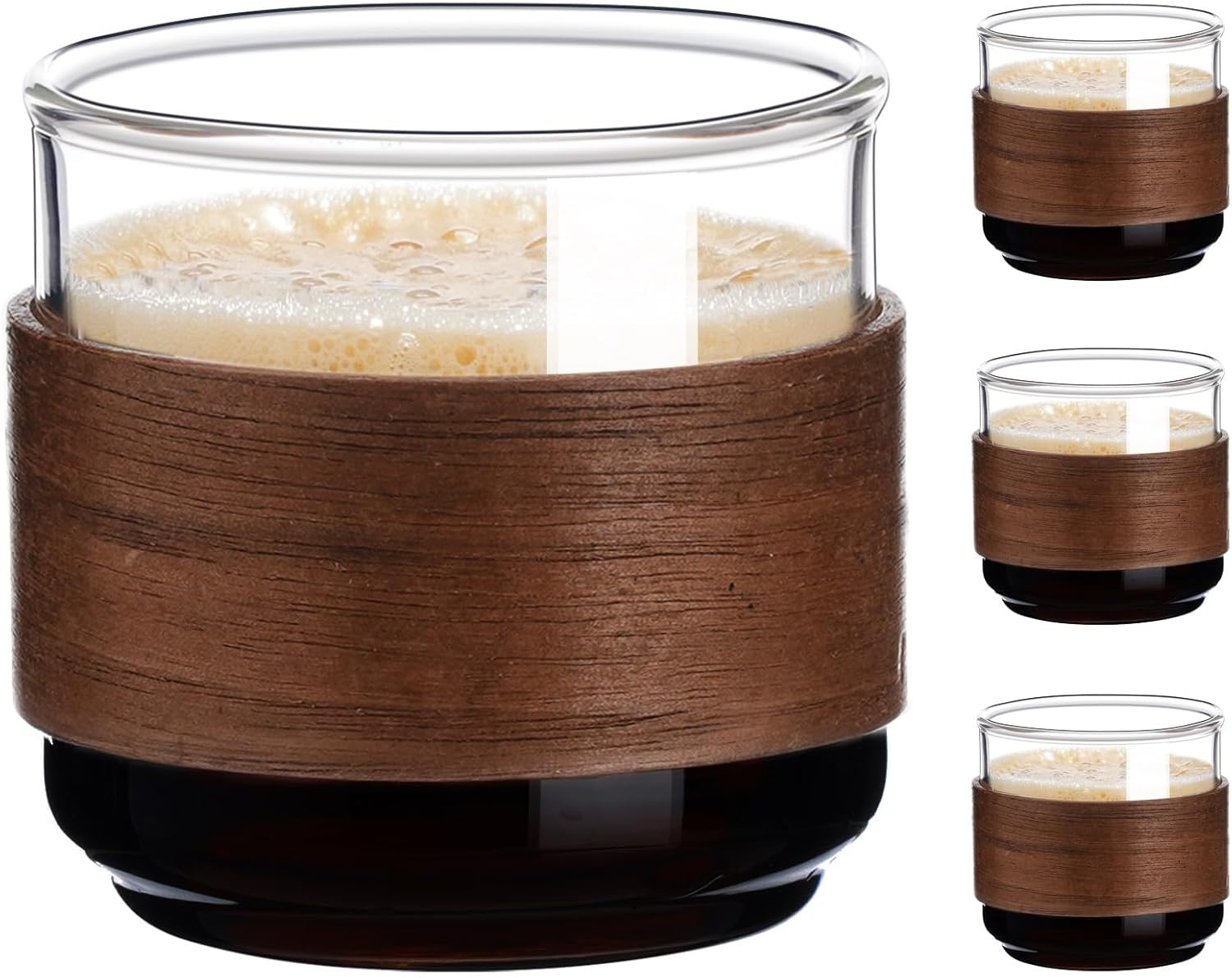 Espresso Cups Set of 4 with Ring, 5 OZ High Borosilicate Espresso Shot Glass, Clear Small Express... | Amazon (US)