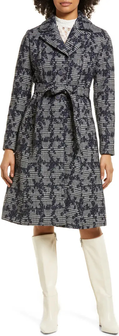 Floral Jacquard Plaid A-Line Coat | Nordstrom