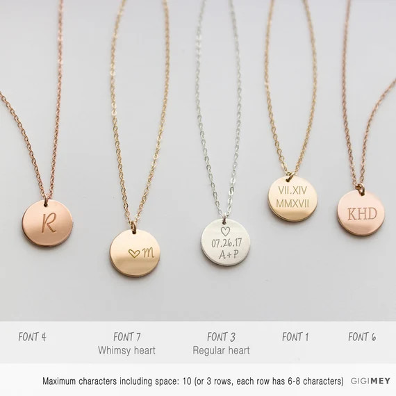 Initial necklace letter monogram jewelry alphabet circle | Etsy | Etsy (US)