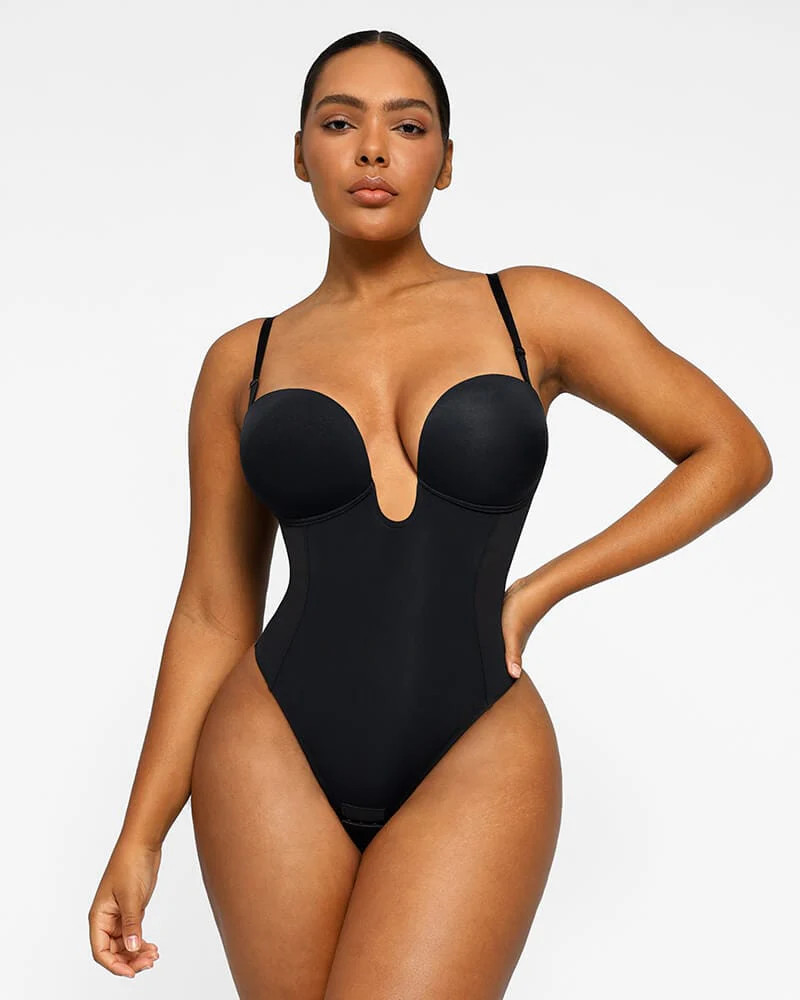 AirSlim® Deep Plunge Low-Back Thong Bodysuit | Shapellx