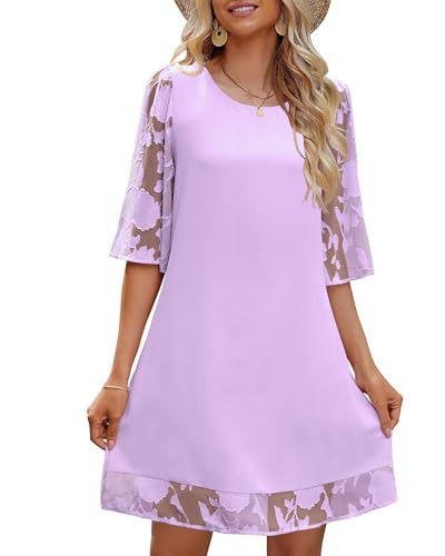 LookbookStore 3/4 Sleeve Dress for Women Summer Shift Dresses Floral Lace Dresses Orchid Bouquet Size Medium Size 8 10 | Amazon (US)
