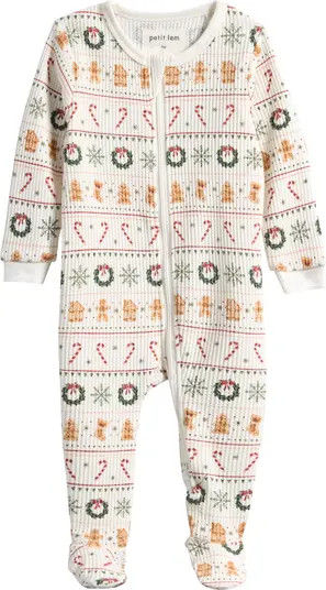 Petit Lem Holiday Treats Fair Isle Fitted Footie Pajamas | Nordstrom | Nordstrom