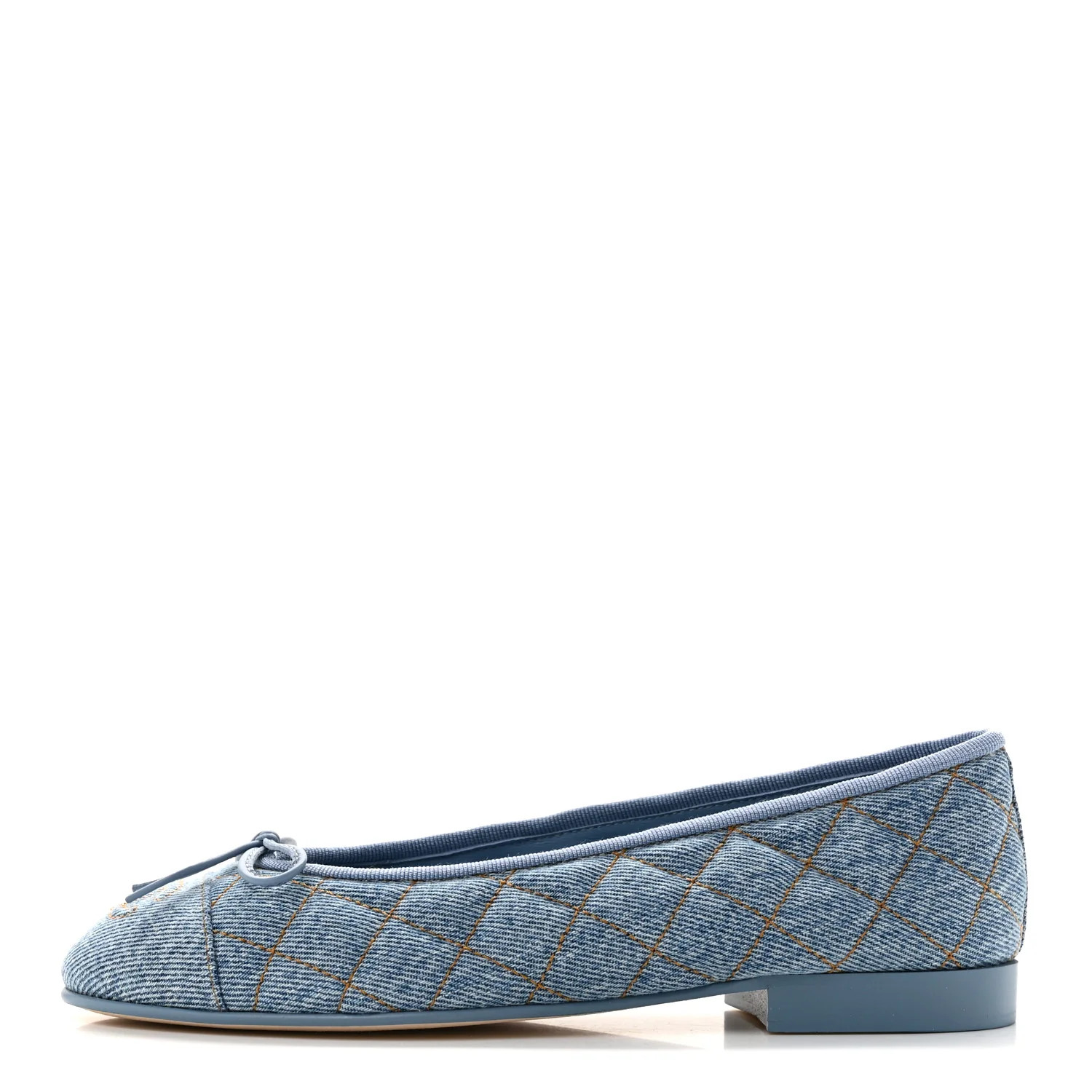 Chanel Denim Quilted CC Cap Toe Ballerina Flats 35 Light Blue 1948812 | FASHIONPHILE (US)