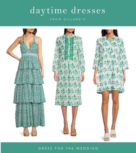 Casual green printed dresses for daytime parties, showers, brunches, and spring day dresses. Block print dresses, sundress, spring dresses, shift dresses, casual dress, Dillards dresses, daytime dress, graduation party dress, brunch dress, birthday party dress. 

#LTKparties #LTKfamily #LTKSeasonal