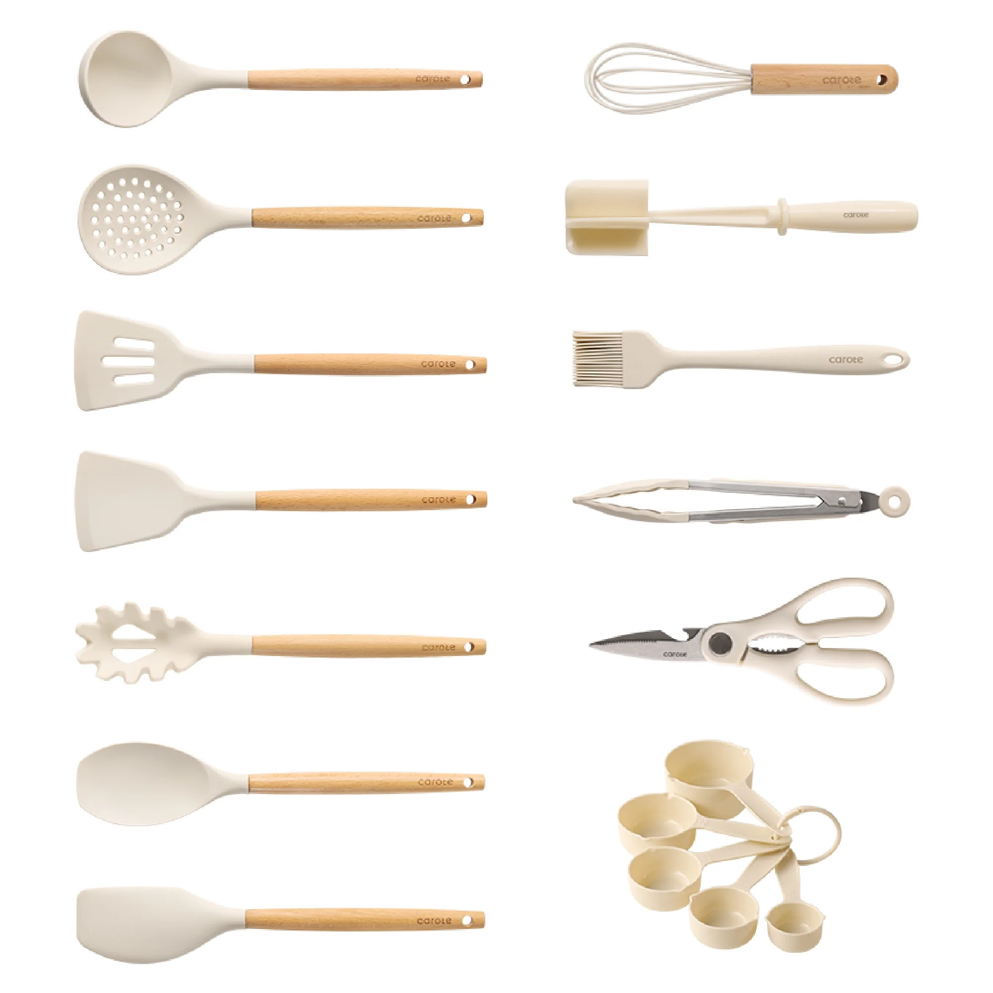 Carote 17-Piece Silicone and Wood Cooking Utensil Set, Heat-Resistant, Safe for Nonstick Cookware | Walmart (US)